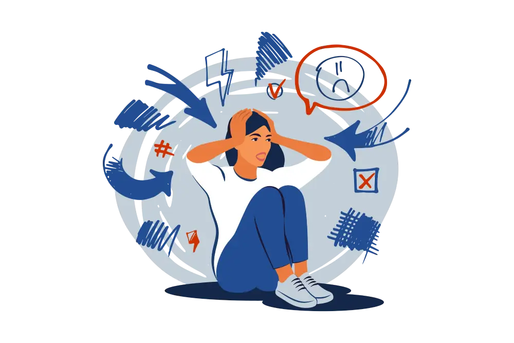 uzależnienie odbiera wolność-disorder-concept-nervous-woman-with-mental-problem-feeling-anxiety-vector-illustration